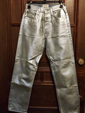 NWOT-AGOLDE 90's Mid Rise Loose Fit Jeans in Tinfoil-Size 24-Retail $325.00